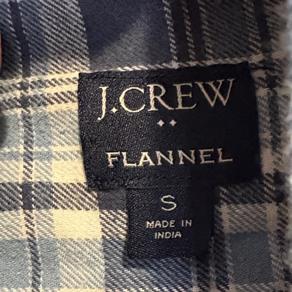 J. Crew Blue and White Plaid flannel Button-Down Shirt small - Picture 2 of 5